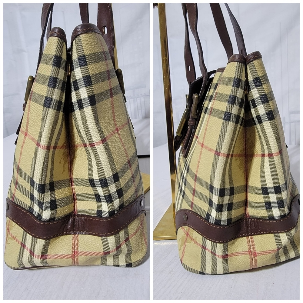 Authetic Burberry Beige/Brown Haymarket Check Coated Canvas And Leather … - Picture 8 of 11